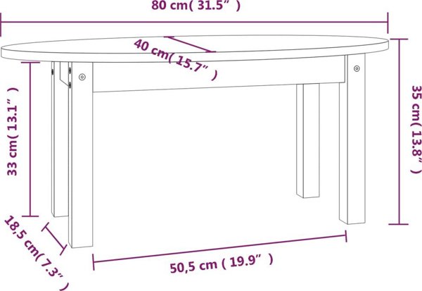 vidaXL Τραπεζάκι σαλονιού, λευκό, 80 x 40 x 35 εκ., ελαφρύ ξύλο πεύκου