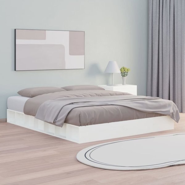 vidaXL Κρεβατοκάμαρα με Καρέκλα, Λευκό, 150x200 εκ., King Size, από Μασίφ Ξύλο