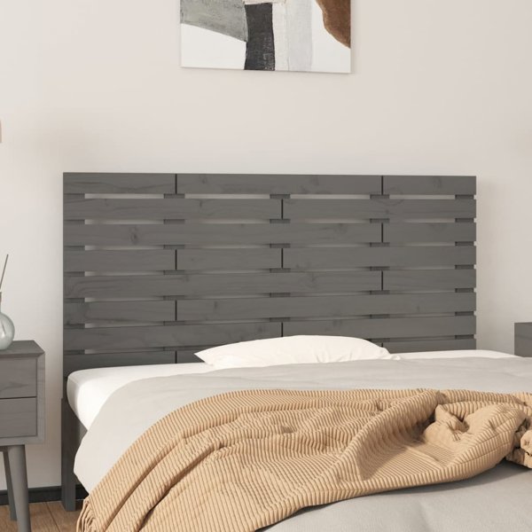 vidaXL Κεφαλάρι κρεβατιού, γκρι, 126x3x63 εκ., από μασίφ ξύλο πεύκου