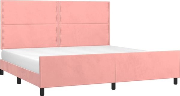 vidaXL Rama lozka z zaglowkiem rozowa 200x200 cm aksamitna