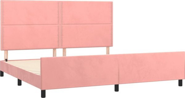 vidaXL Rama lozka z zaglowkiem rozowa 200x200 cm aksamitna