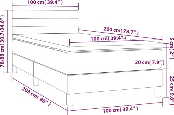 vidaXL Καναπεδοκρεβάτι με στρώμα, καφέ, ύφασμα, 100x200 cm