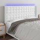 vidaXL Κεφαλάρι κρεβατιού με LED, λευκό, 183x16x118/128 εκ, τεχνητό δέρμα