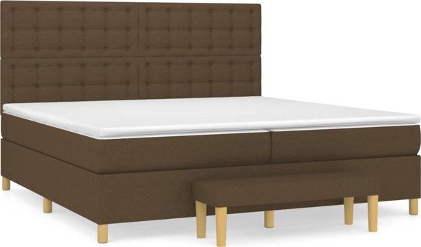 vidaXL Κρεβάτι kontynentalne με στρώμα, καφέ, ύφασμα, 200x200cm