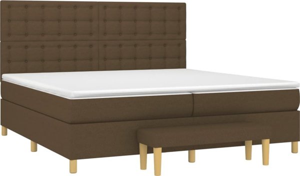vidaXL Κρεβάτι kontynentalne με στρώμα, καφέ, ύφασμα, 200x200cm