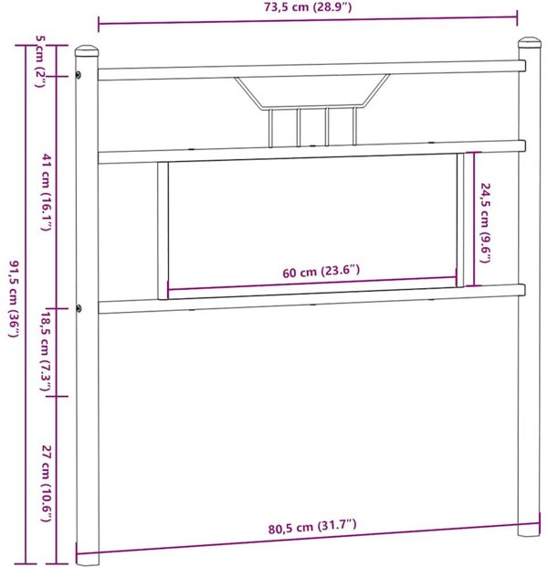 vidaXL Προσκέφαλο Κρεβατιού, Καφέ Δρυς, 75 cm