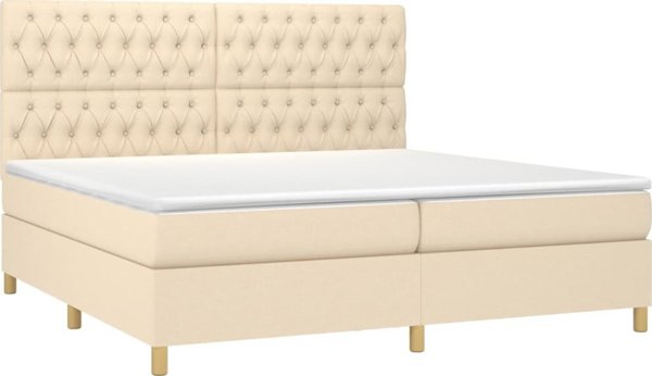 vidaXL Κρεβάτι Continental με στρώμα, κρεμ, 200x200 εκ, ύφασμα
