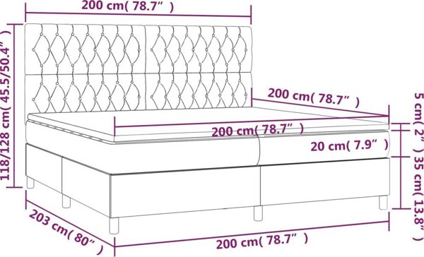 vidaXL Κρεβάτι Continental με στρώμα, κρεμ, 200x200 εκ, ύφασμα