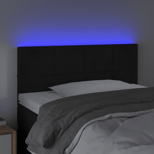 vidaXL Zaglowek do lozka me to LED czarny 90x5x78/88 cm aksamit
