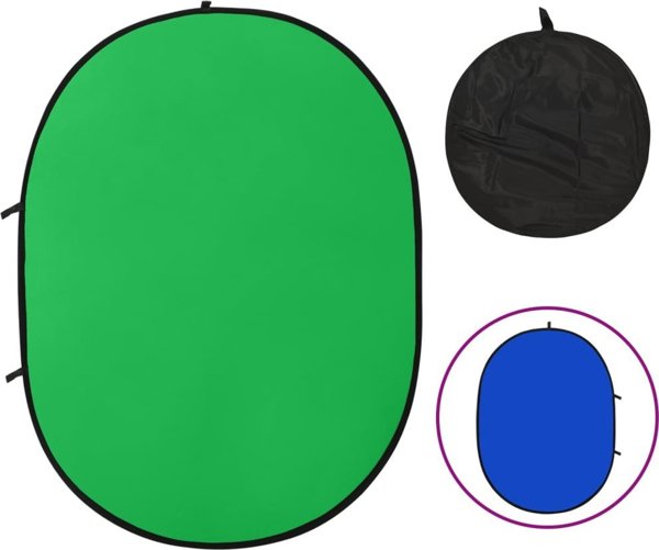 vidaXL Owalne tlo studyjne 2-w-1, zielono-niebieskie, 200x150 cm