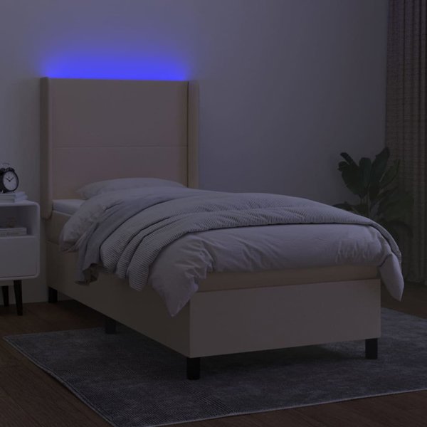 vidaXL Κρεβάτι continental με στρώμα, κρεμ, 100x200 cm, ύφασμα