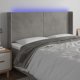vidaXL Κεφαλάρι Κρεβατιού με LED, Ανοιχτό Γκρι, 183x16x118/128 cm, Βελούδο