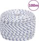 vidaXL Ναυτική τσαμπίδα, λευκή, 10 mm, 100 m, πολυπροπυλένιο