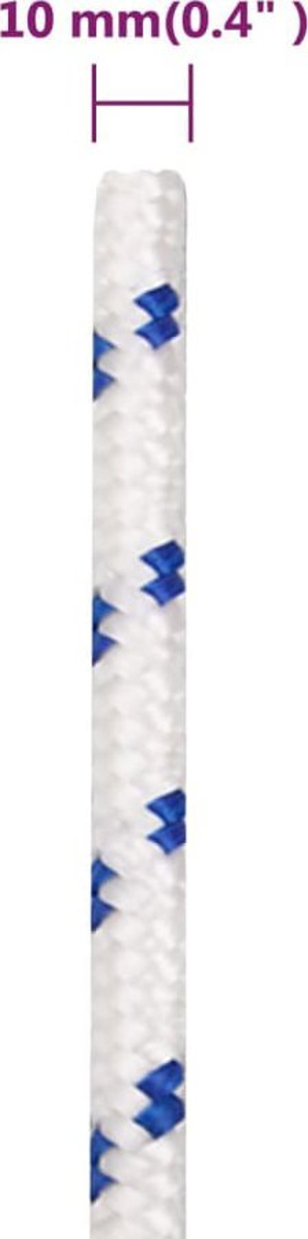 vidaXL Ναυτική τσαμπίδα, λευκή, 10 mm, 100 m, πολυπροπυλένιο