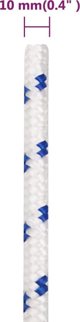 vidaXL Ναυτική τσαμπίδα, λευκή, 10 mm, 100 m, πολυπροπυλένιο