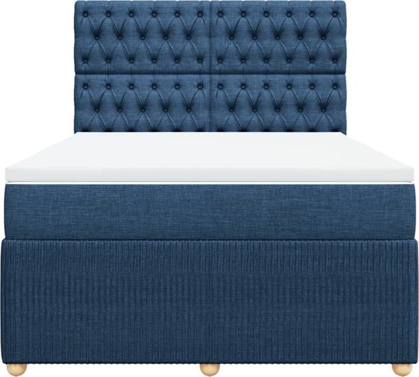 vidaXL Κρεβάτι Continental με στρώμα, μπλε, ύφασμα 140x190 cm