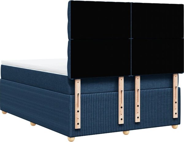 vidaXL Κρεβάτι Continental με στρώμα, μπλε, ύφασμα 140x190 cm