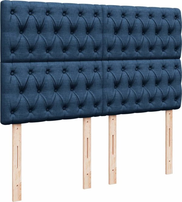 vidaXL Κρεβάτι Continental με στρώμα, μπλε, ύφασμα 140x190 cm