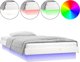 vidaXL Κρεβατοκάμαρα με LED, λευκή, 90x190 εκ., μονό, από μασίφ ξύλο
