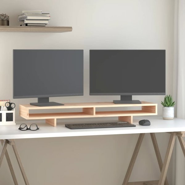 vidaXL vidaXL Podstawka na monitor, 100x27x14 cm, lite drewno sosnowe