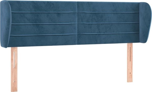 vidaXL Zaglowek uszak, σκούρο μπλε, 147x23x78/88 εκ, βελούδο