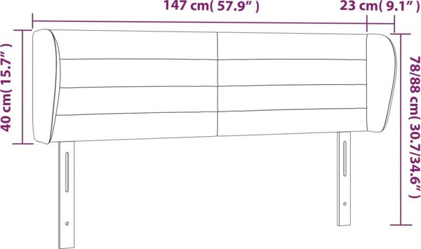 vidaXL Zaglowek uszak, σκούρο μπλε, 147x23x78/88 εκ, βελούδο