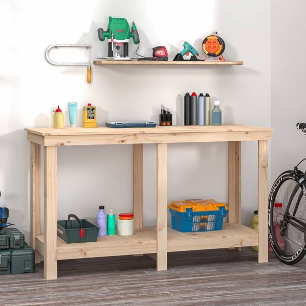 vidaXL Τραπέζι εργασίας 140x50x80 cm από μασίφ πεύκο