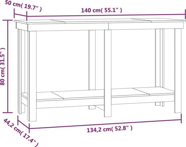 vidaXL Τραπέζι εργασίας 140x50x80 cm από μασίφ πεύκο