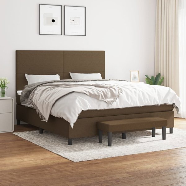 vidaXL Λόγος Κρεβάτι με Στρώμα, Καφέ, Ύφασμα, 180x200 εκ