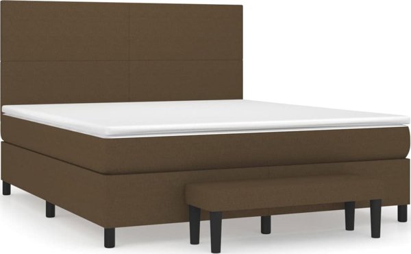 vidaXL Λόγος Κρεβάτι με Στρώμα, Καφέ, Ύφασμα, 180x200 εκ