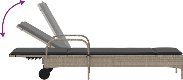 vidaXL Ξαπλώστρες με Μαξιλάρια, Σετ 2, Ανοιχτό Γκρι, Πολυραττάν