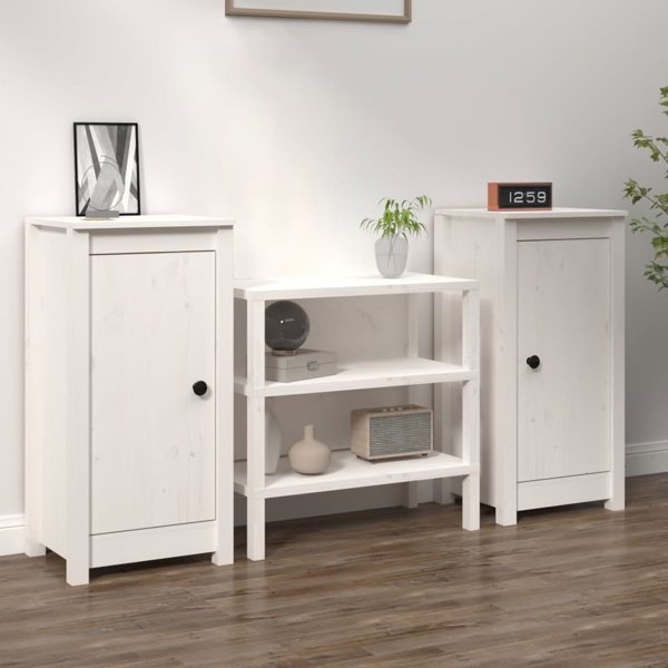 vidaXL Σετ 2 Κομοδίνα Λευκά 40x35x80 εκ. από Κέδρο