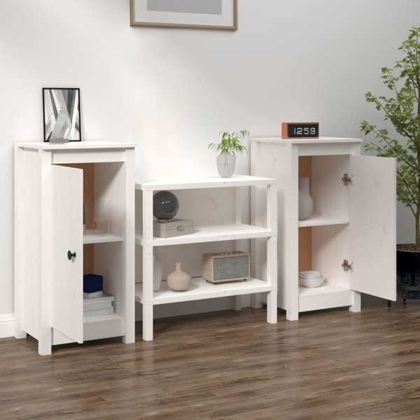 vidaXL Σετ 2 Κομοδίνα Λευκά 40x35x80 εκ. από Κέδρο