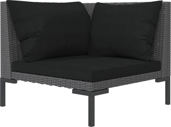 vidaXL Κήπος καναπές με μαξιλάρια, στρογγυλός PE rattan