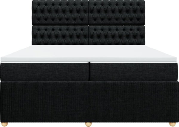 vidaXL Κρεβάτι Continental με Στρώμα, Μαύρο, Υφασμάτινο, 200x200 cm