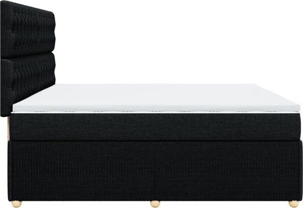 vidaXL Κρεβάτι Continental με Στρώμα, Μαύρο, Υφασμάτινο, 200x200 cm