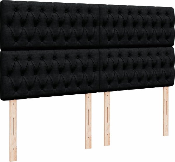 vidaXL Κρεβάτι Continental με Στρώμα, Μαύρο, Υφασμάτινο, 200x200 cm