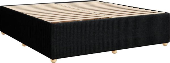 vidaXL Κρεβάτι Continental με Στρώμα, Μαύρο, Υφασμάτινο, 200x200 cm