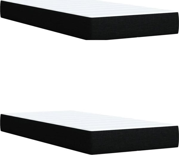 vidaXL Κρεβάτι Continental με Στρώμα, Μαύρο, Υφασμάτινο, 200x200 cm