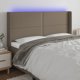 vidaXL Zaglowek do lozka z LED taupe 183x16x118-128 cm tkanina