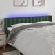 Κεφαλάρι κρεβατιού με LED της vidaXL, σκούρο πράσινο, 183x16x78/88 cm, βελούδο