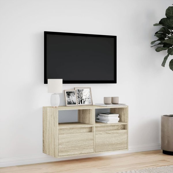 vidaXL Επιτοιχία TV με LED, Sonoma δρυς, 80x31x45 εκ.