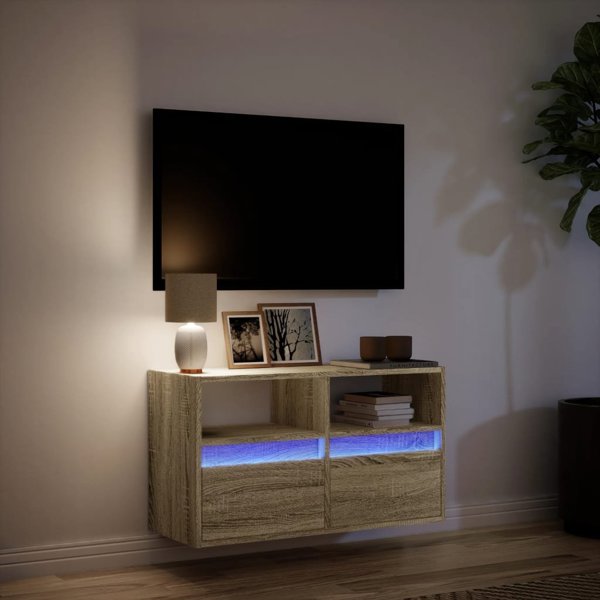 vidaXL Επιτοιχία TV με LED, Sonoma δρυς, 80x31x45 εκ.