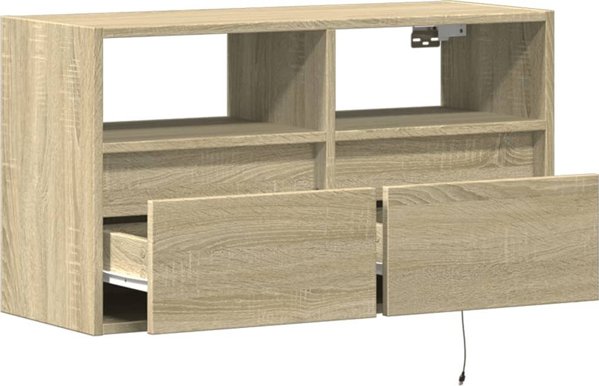 vidaXL Επιτοιχία TV με LED, Sonoma δρυς, 80x31x45 εκ.