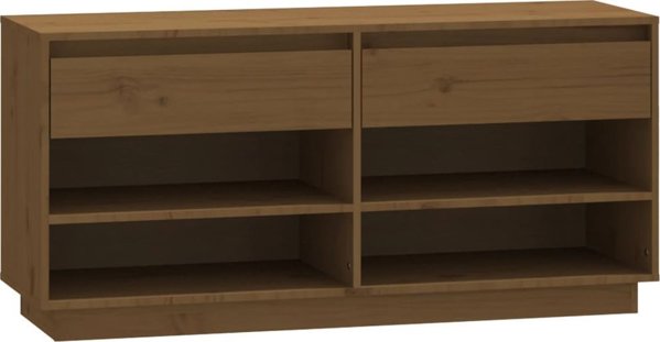 vidaXL Ντουλάπι παπουτσιών, χρώμα καφέ μέλι, 110x34x52 cm, μασίφ πεύκο