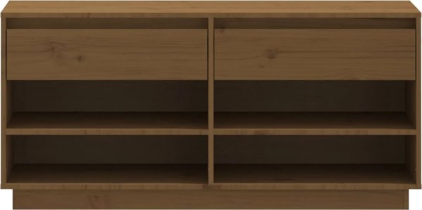 vidaXL Ντουλάπι παπουτσιών, χρώμα καφέ μέλι, 110x34x52 cm, μασίφ πεύκο