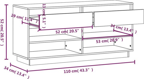 vidaXL Ντουλάπι παπουτσιών, χρώμα καφέ μέλι, 110x34x52 cm, μασίφ πεύκο