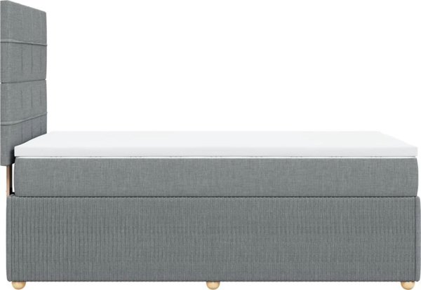 VidaXL Κρεβάτι Continental με Στρώμα, Ανοιχτό Γκρι, Ύφασμα, 90x190 εκ