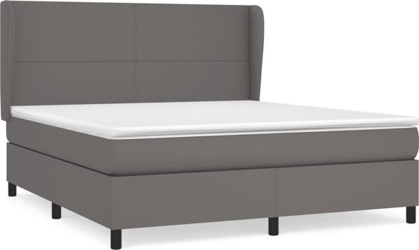 vidaXL Κρεβάτι continental με στρώμα, γκρι, οικολογικό δέρμα 180x200 cm