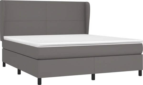 vidaXL Κρεβάτι continental με στρώμα, γκρι, οικολογικό δέρμα 180x200 cm